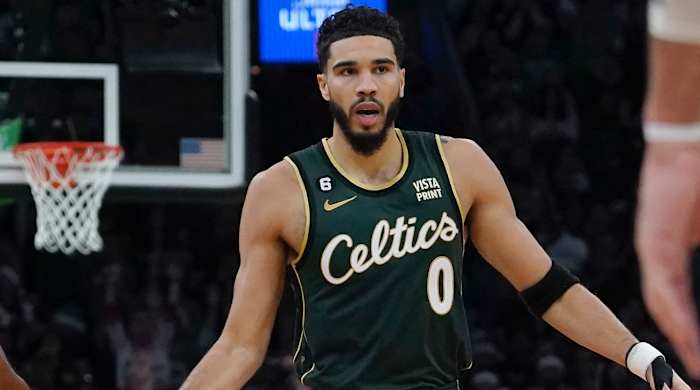 Jayson Tatum in game action on Dec. 25, 2022